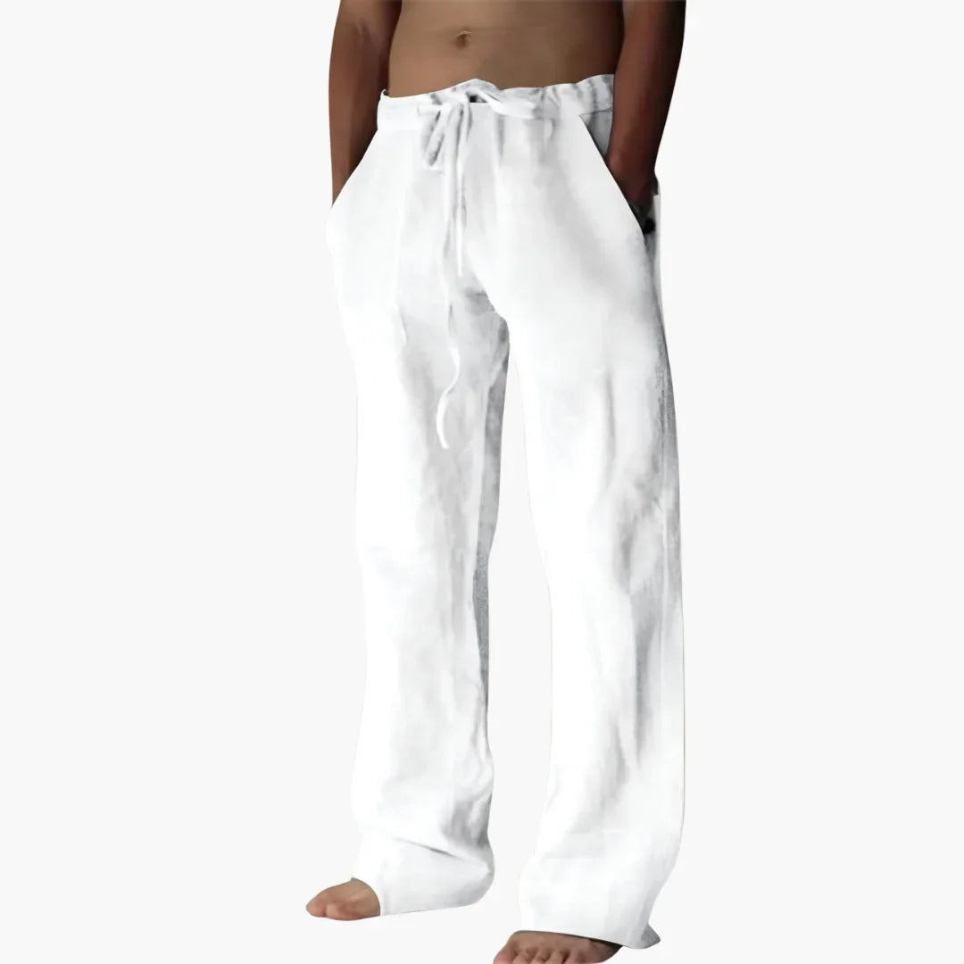 Men's Linen Casual Pants with Drawstring for Summer