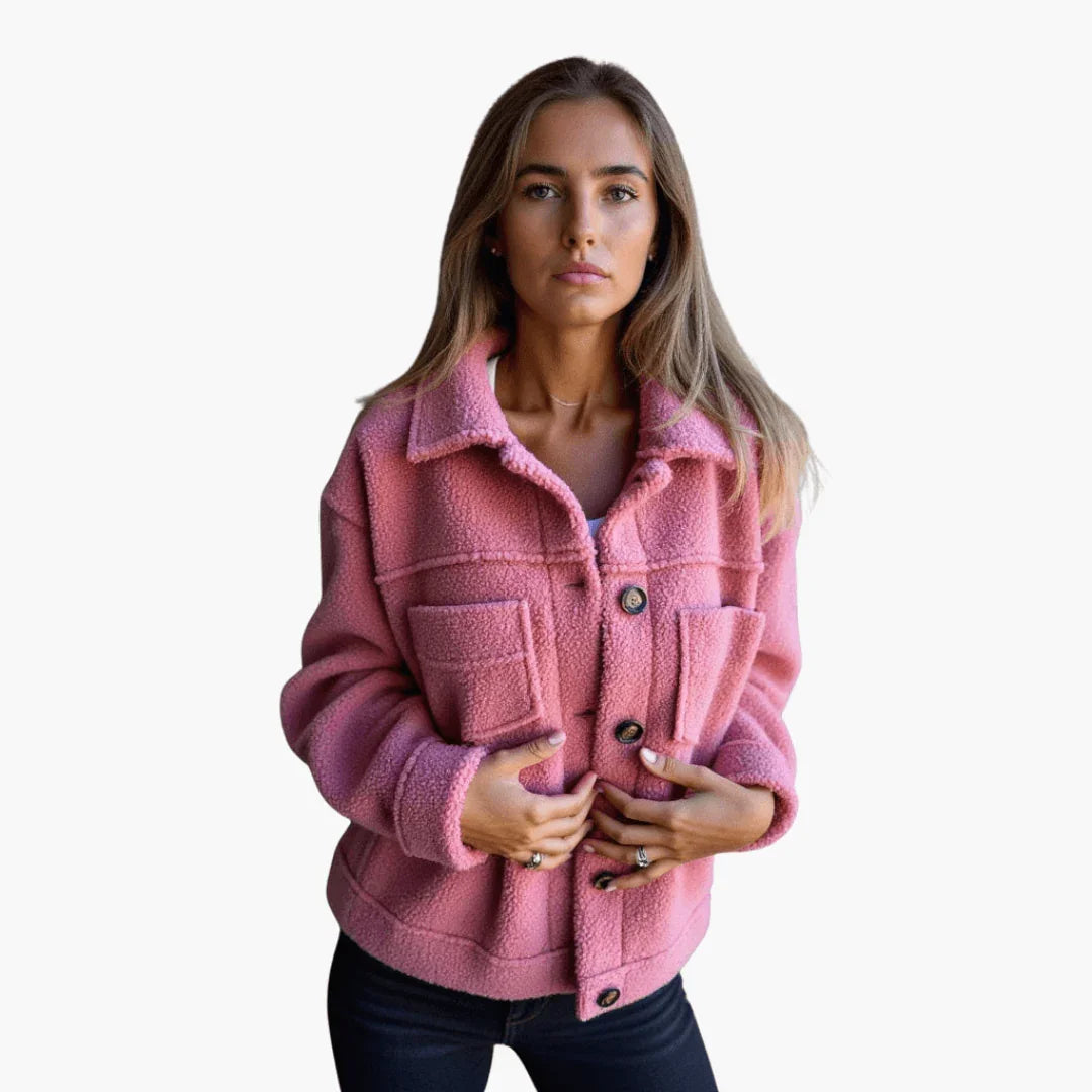 Women's Fleece Jacket with Buttons  Cozy & Warm