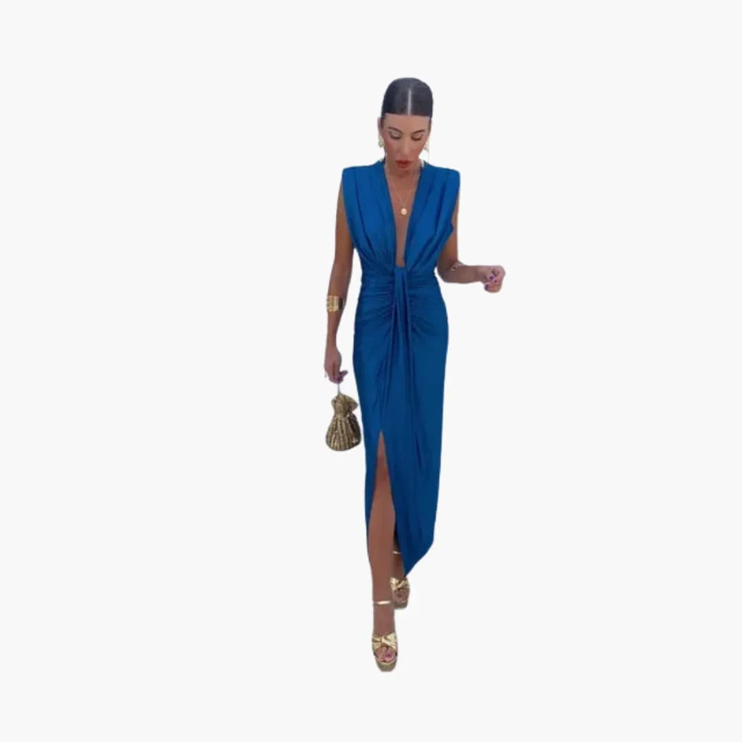 Bavane | Elegant Pleated Dress - Women's Maxi Dress for Festive Occasions