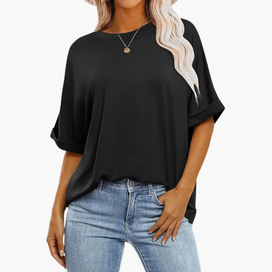 Women's Oversize T-Shirt with Round Neck and Short Sleeves