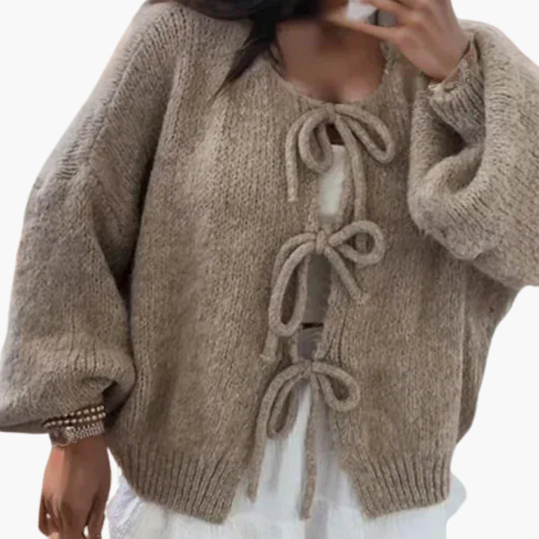Cardigan with Bow Closure for Women