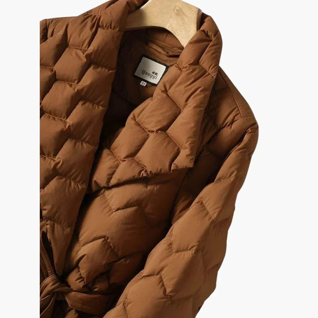 Down Coat with Belt for Women  Elegant & Warm