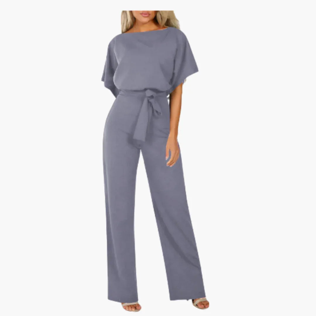 Elegant Jumpsuit with Wide Legs for Women  with Tie Belt