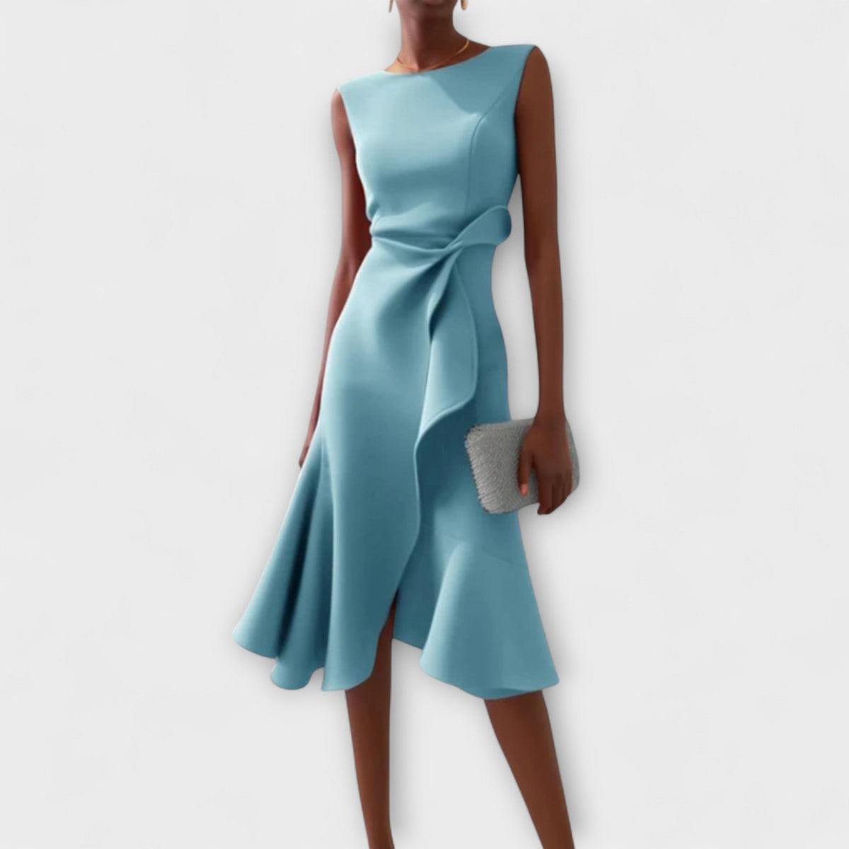 Women's Dress | Ruffle Hem Wrap Detail Midi