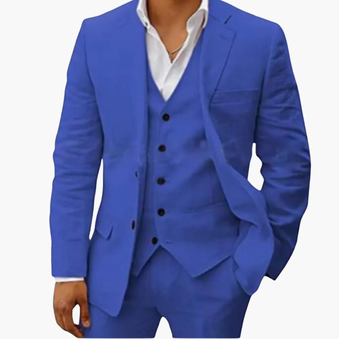 Men's Summer Suit Three-Piece with Vest, Jacket, and Pants