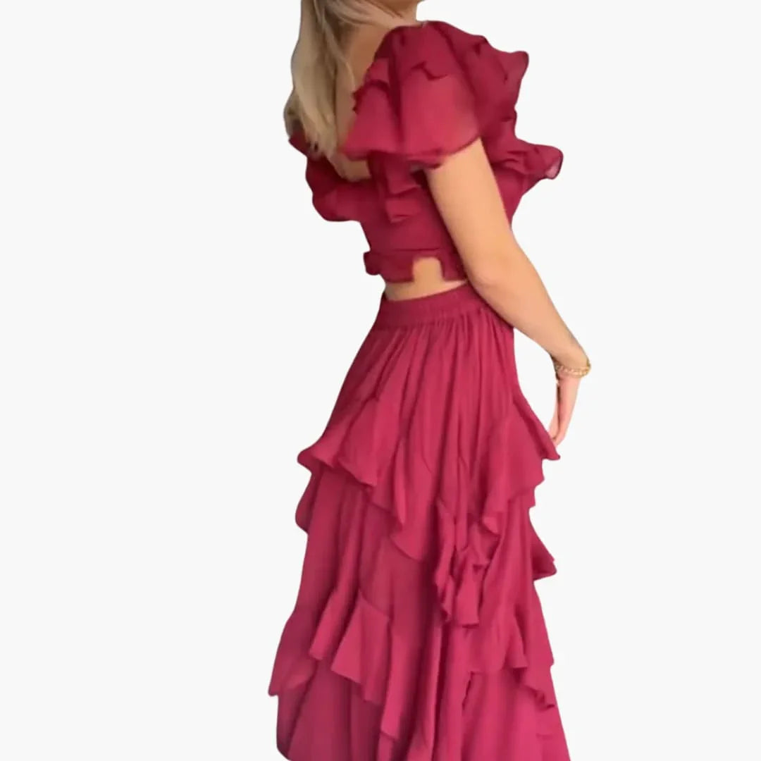 Backless Dress - For Women with Ruffled Sleeves & Style