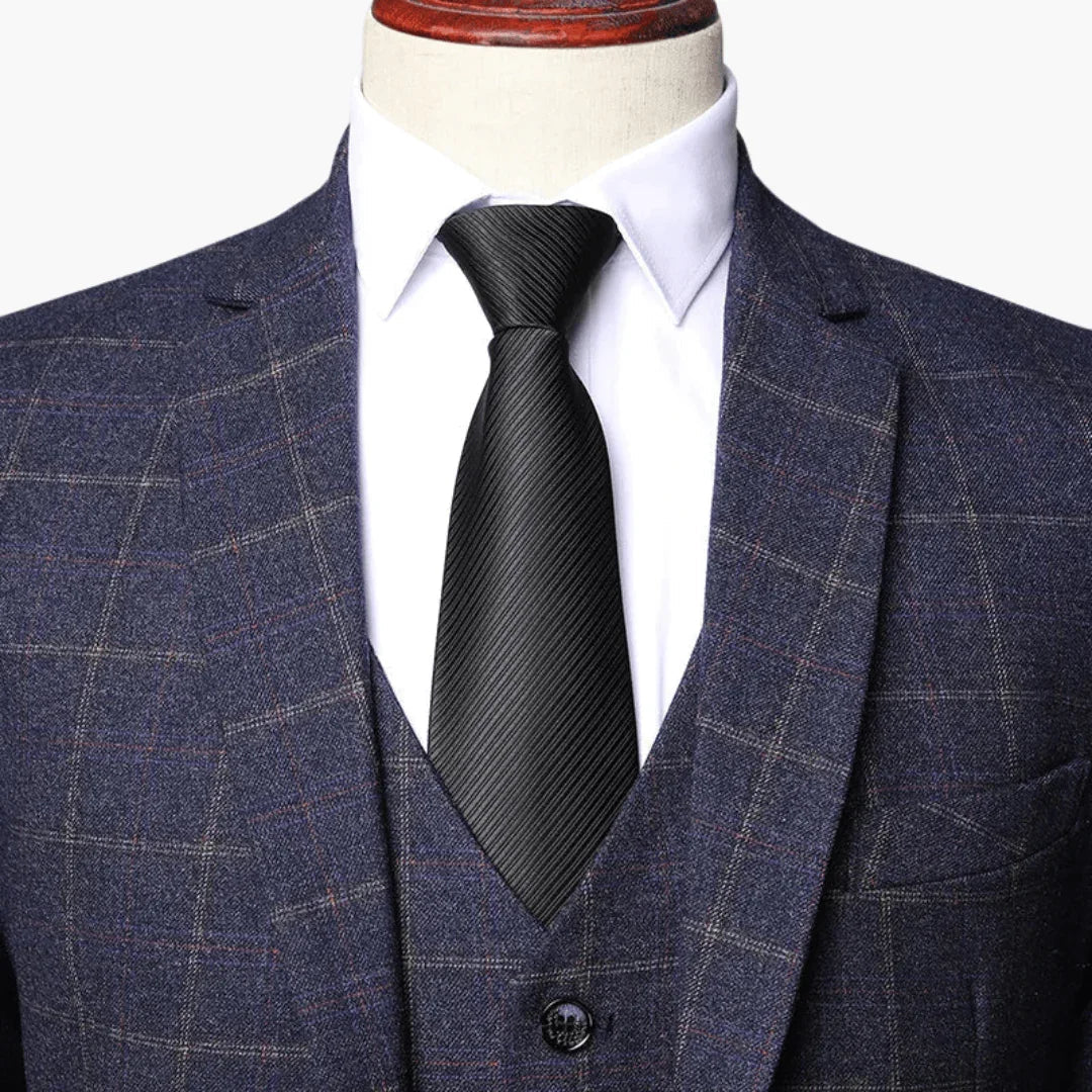 3-Piece Suit for Men with Vest and Blazer  Checkered Pattern