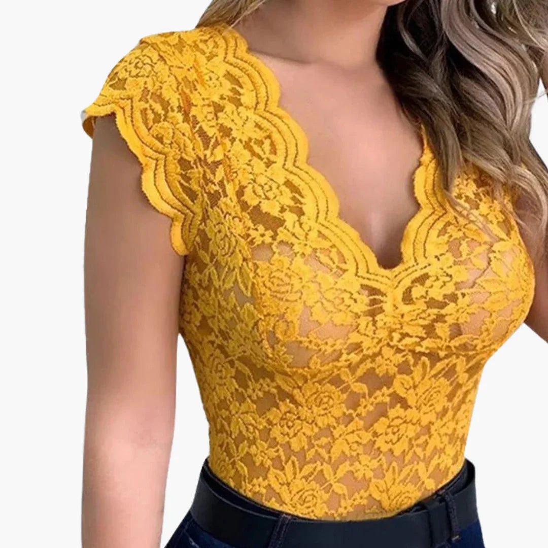 Lace Bodysuit for Women  Sexy Floral Lace Top