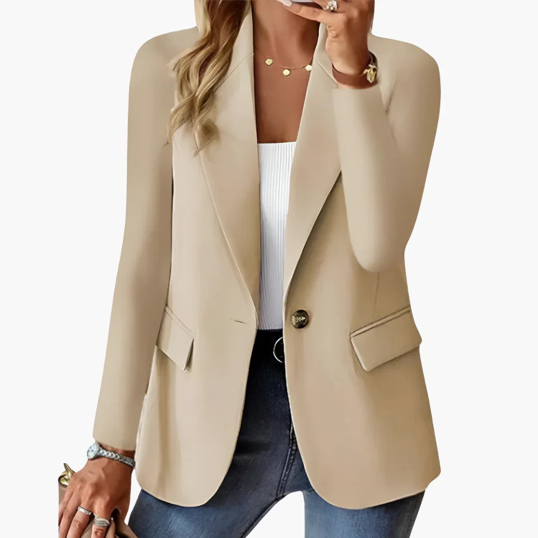 Women's Blazer with Notched Lapel and Front Button