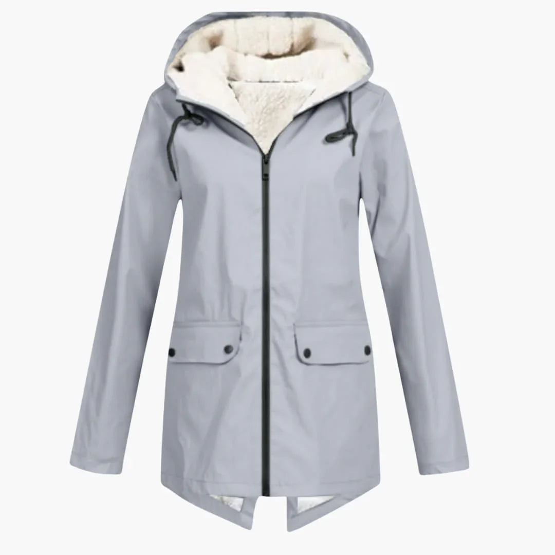 Water-repellent Trench Coat with Hood for Women