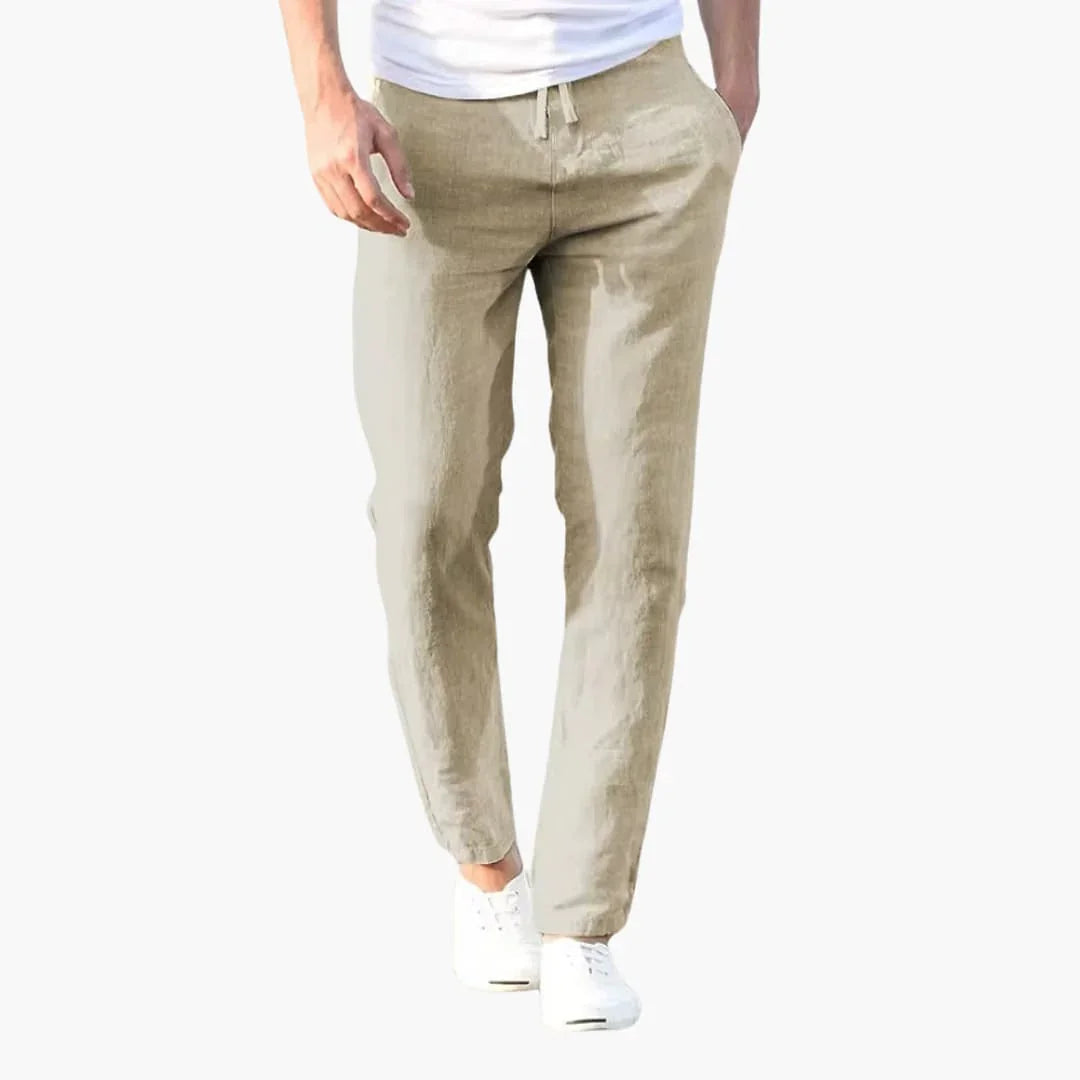 Men's Pants with Drawstring Waistband and Slim Fit