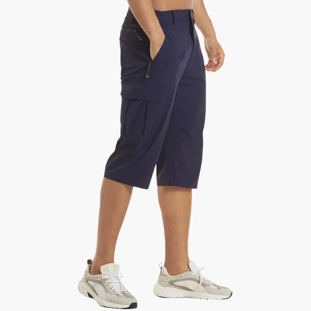 Men's Summer Cargo Shorts with Stretch Fabric and Zipper Pockets