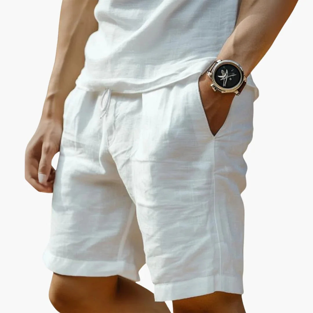 Men's Summer Shorts with Elastic Waistband and Drawstring Closure