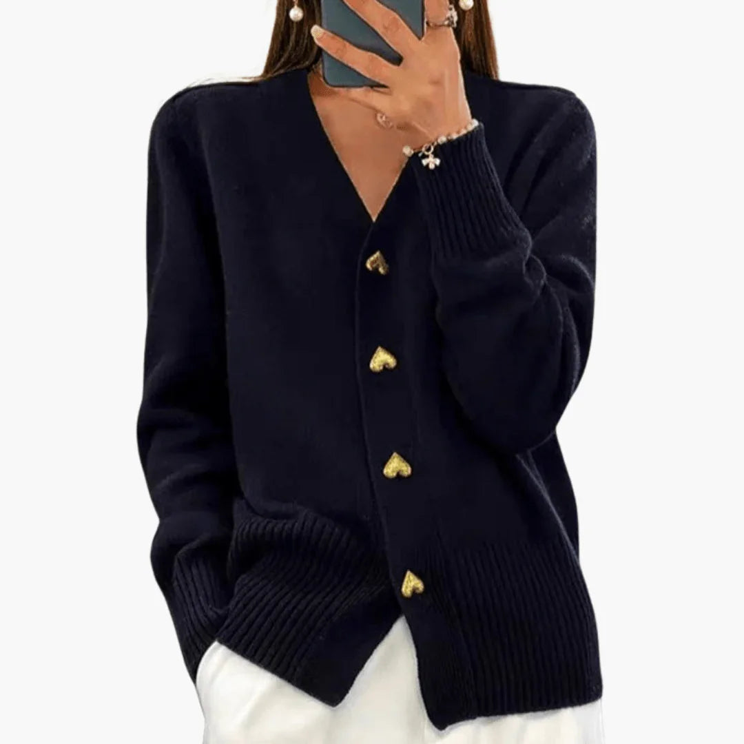 Cardigan for Women  Elegant Cardigan with Heart Buttons