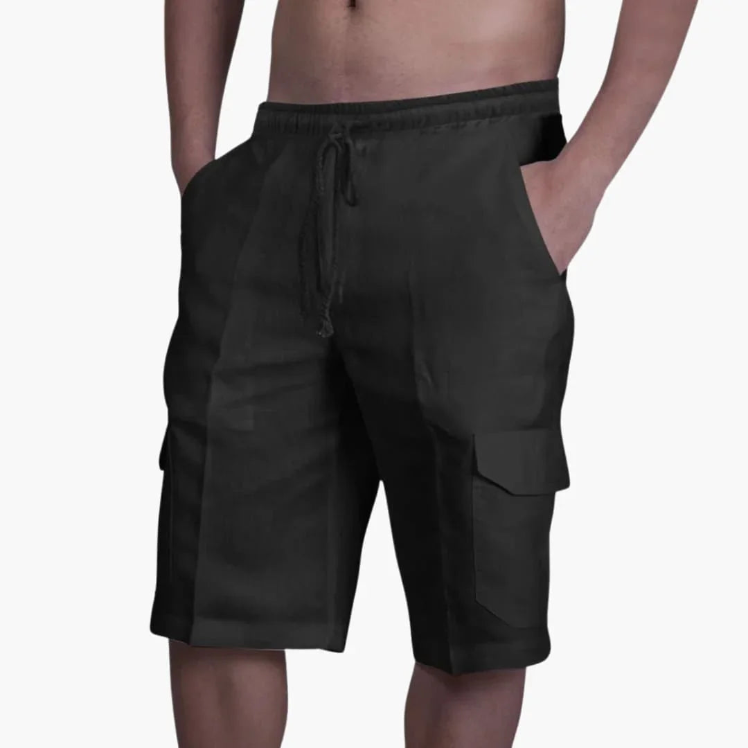 Men's Cargo Shorts with Drawstring and Pockets for Summer