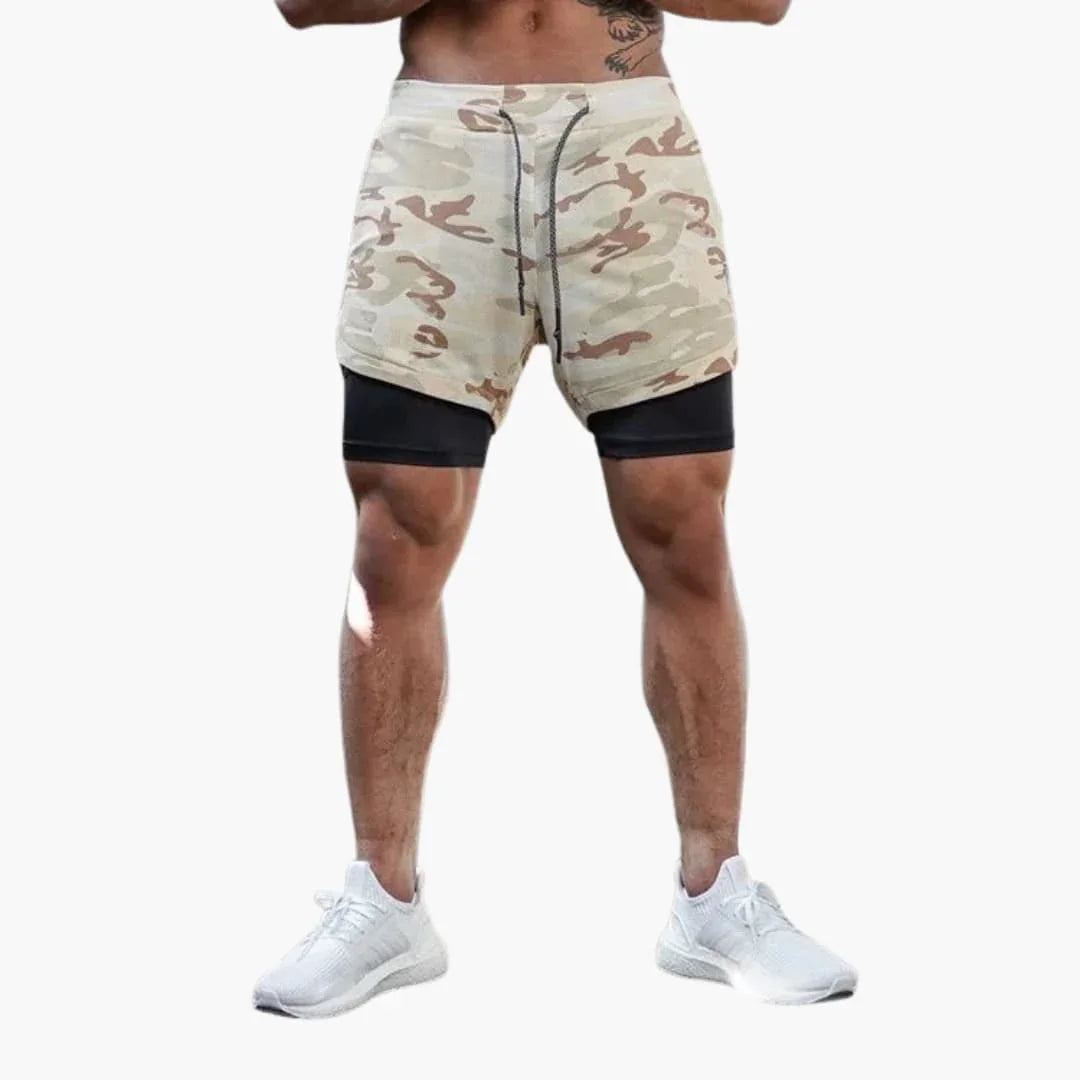 Men's Training Shorts with Inner Liner and Drawstring Waistband