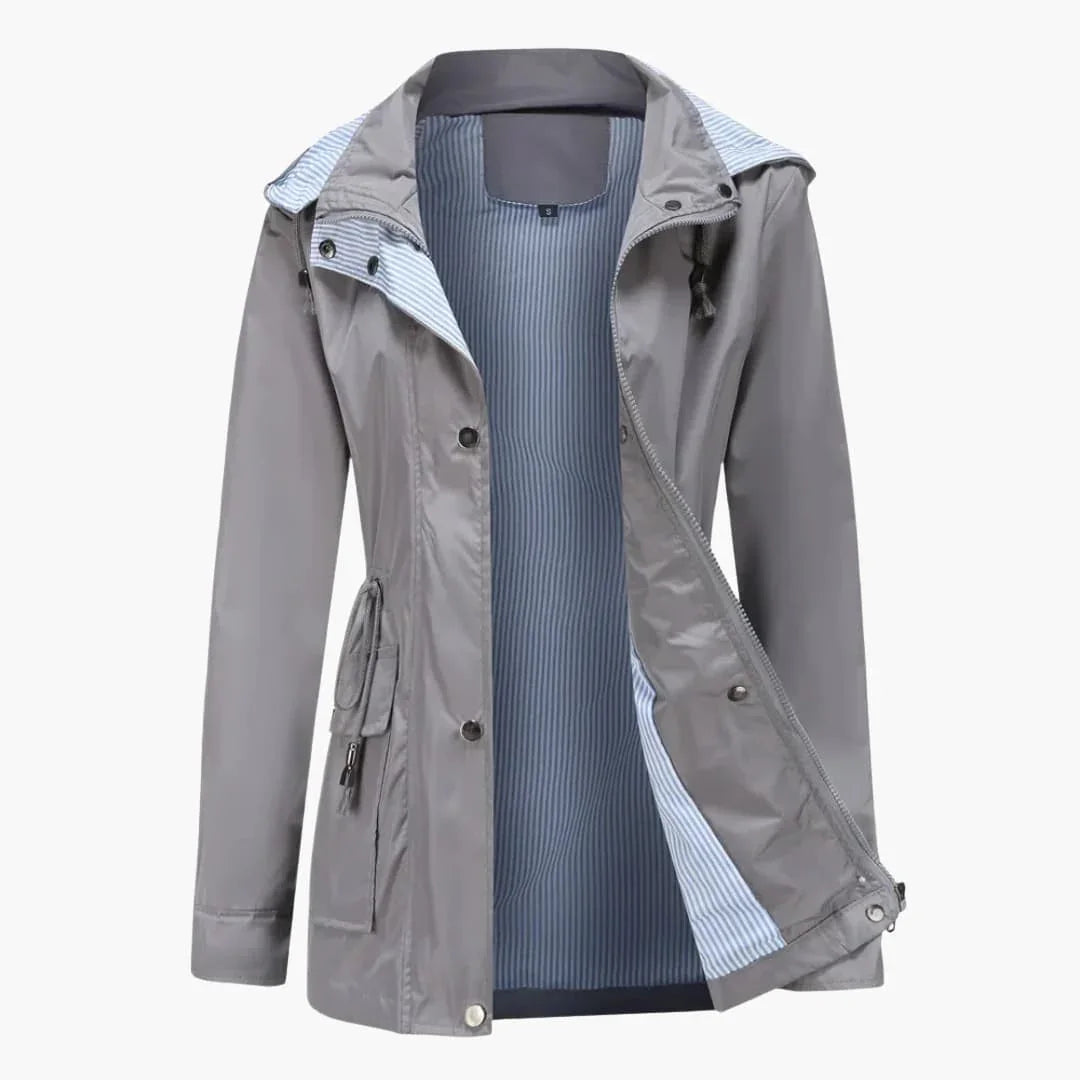 Long Trench Coat with Hood for Women