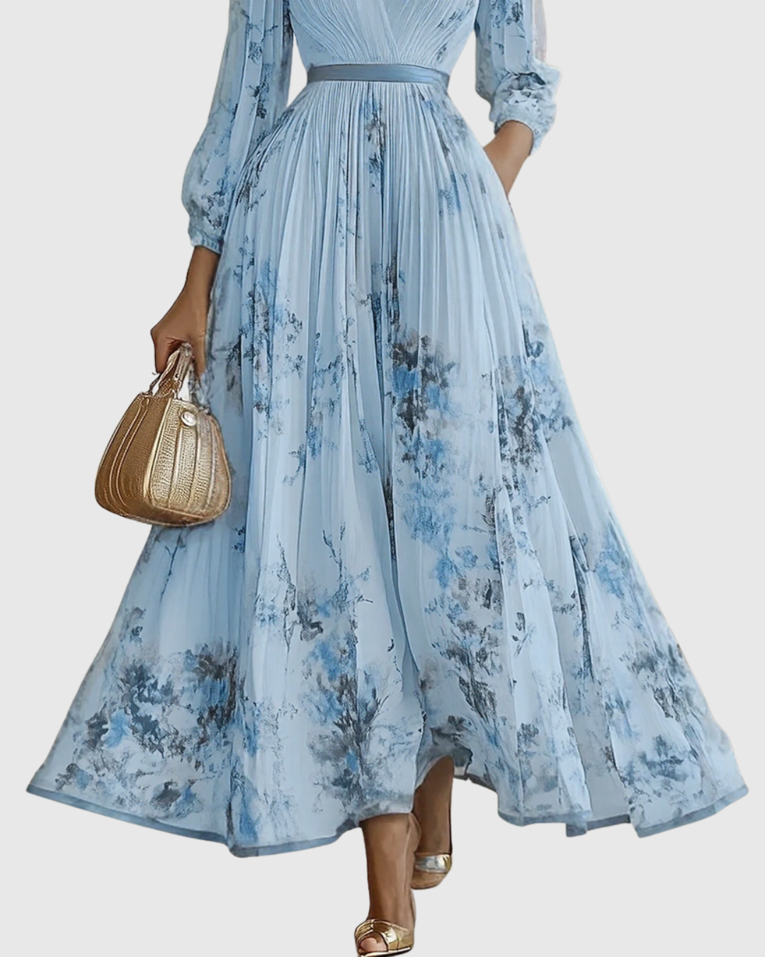 Women's Wedding Guest Maxi Dress | Pleated V-Neck