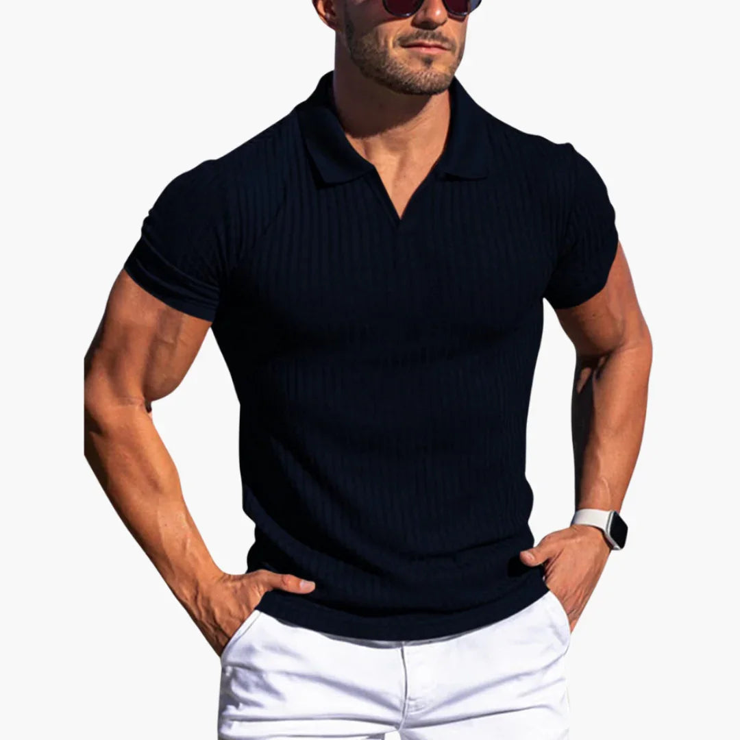 Slim Fit Polo Shirt for Men  Ribbed, Elegant & Comfortable