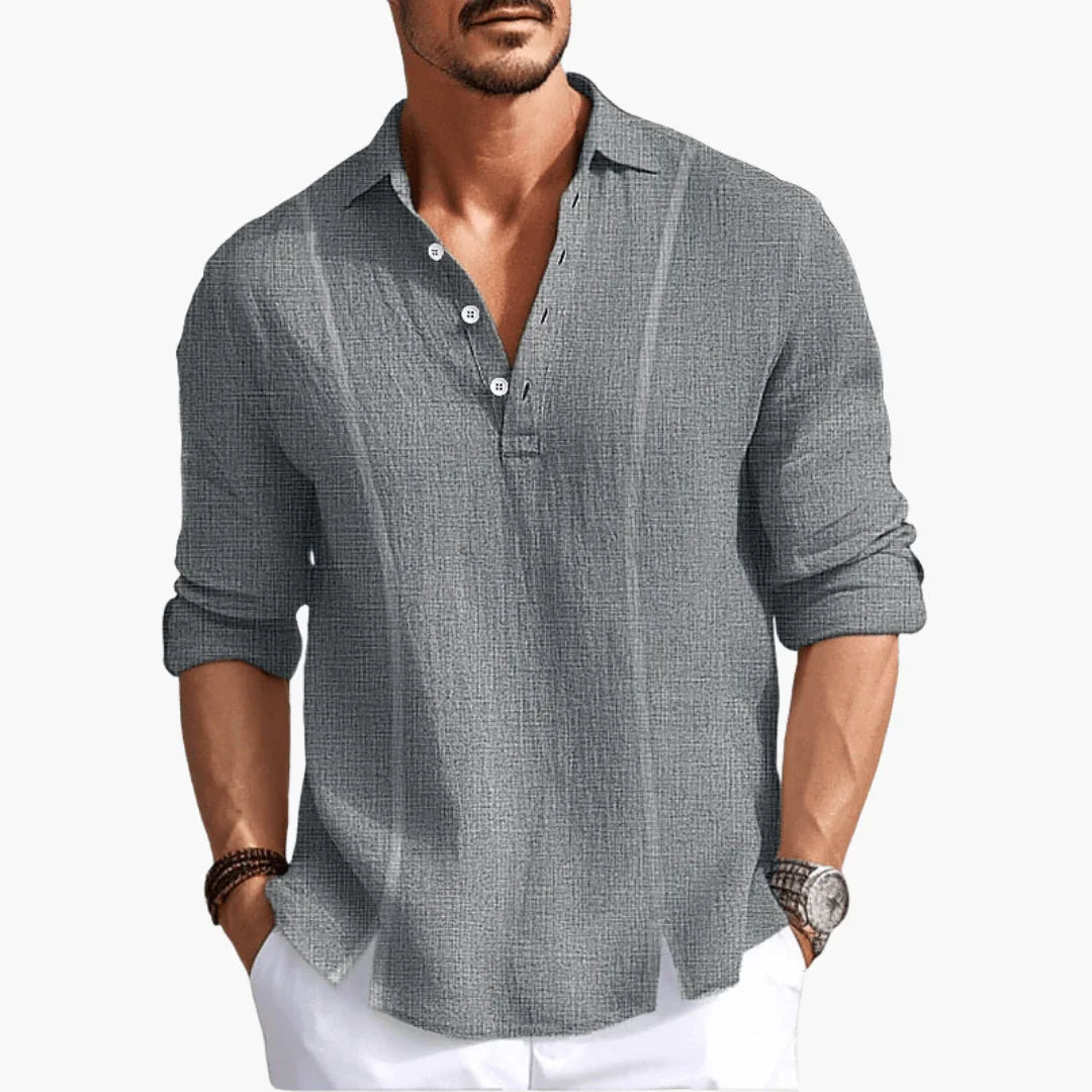 Men's Shirt - Casual Button-Up Long Sleeve Blouse for Summer