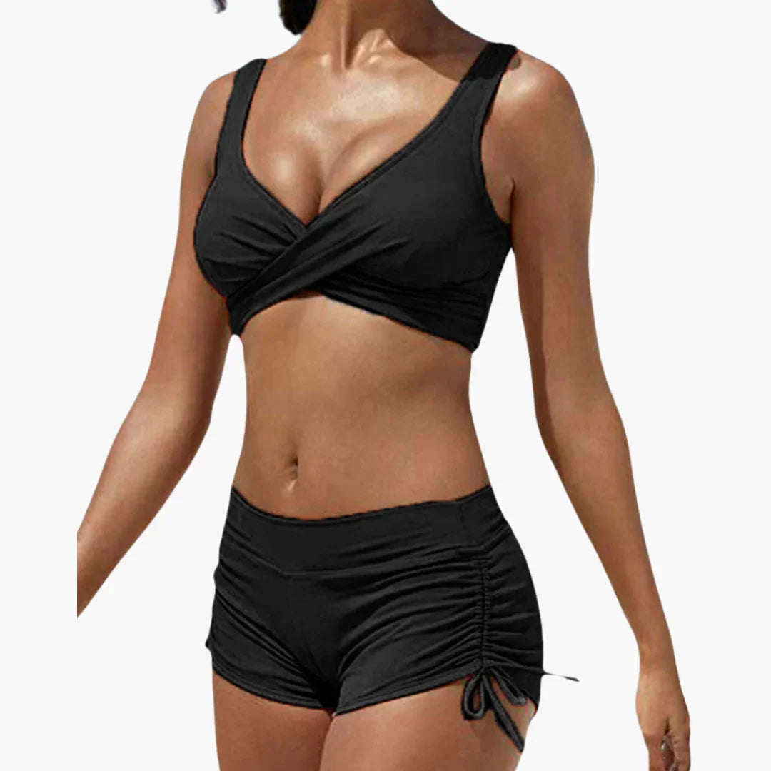 Twist Bikini Top with Shorts - Women's Two-Piece for Summer