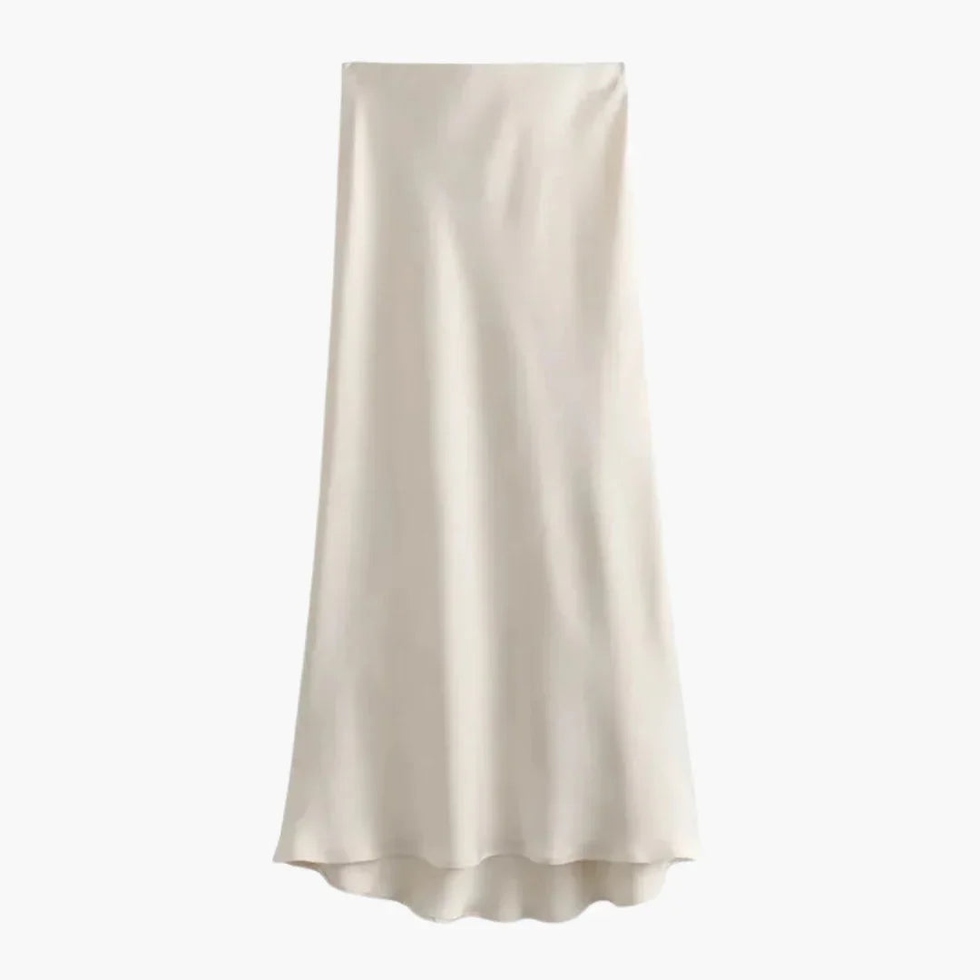 Flowing Satin Midi Skirt for Women