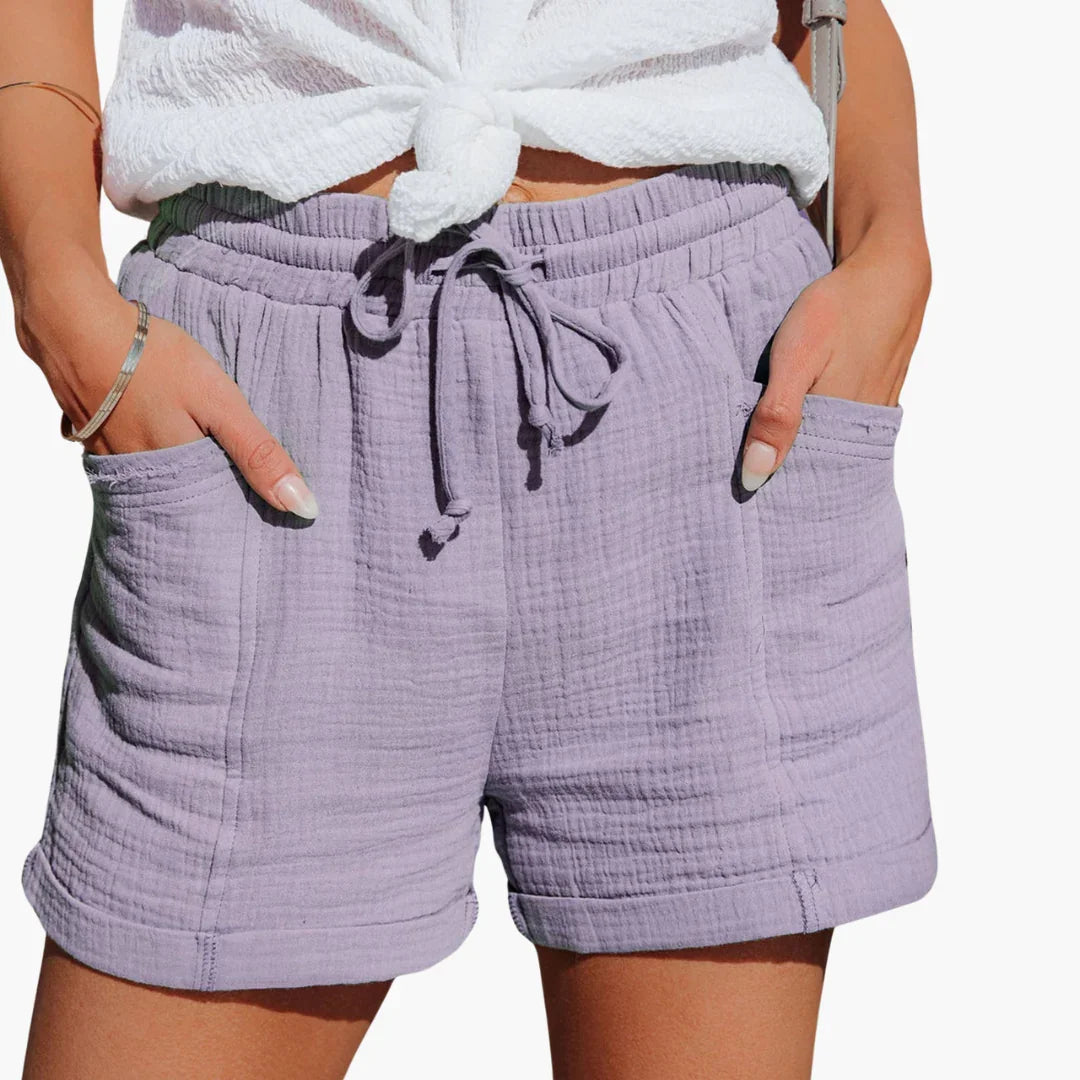 Cotton Summer Shorts for Women - Lightweight with Pockets & Waistband
