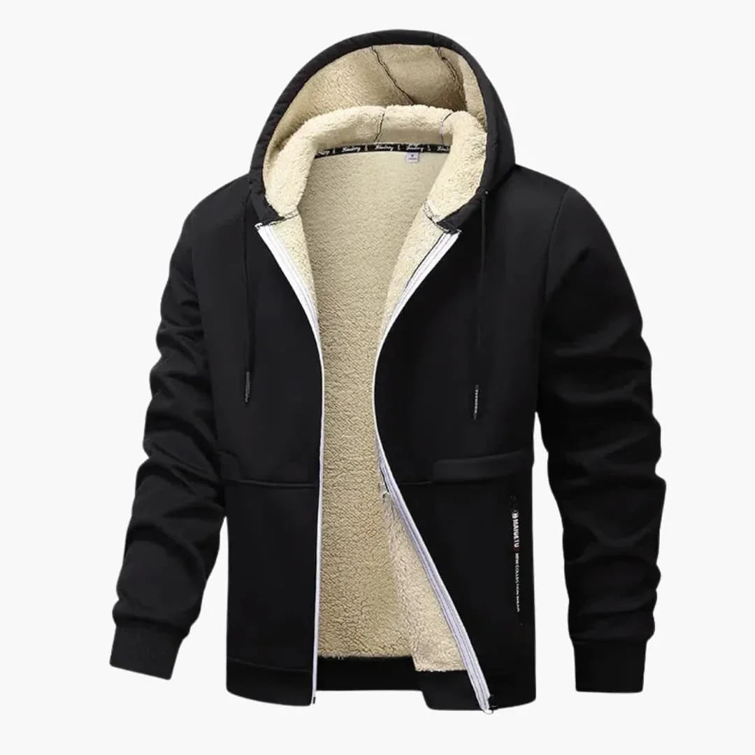 Men's Fleece Jacket with Zipper and Long Sleeves