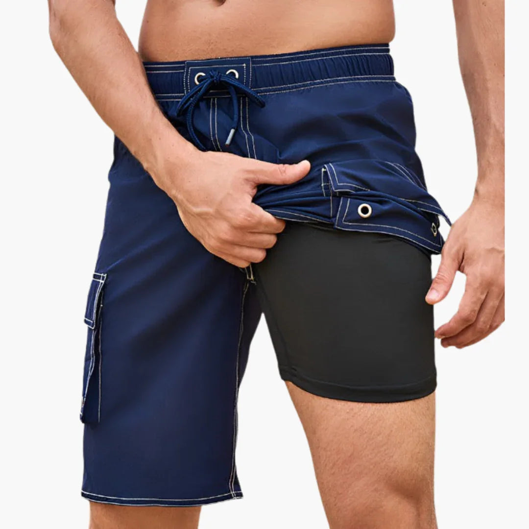 Summer Shorts - Men's 2-in-1 Stretch Shorts with Inner Liner
