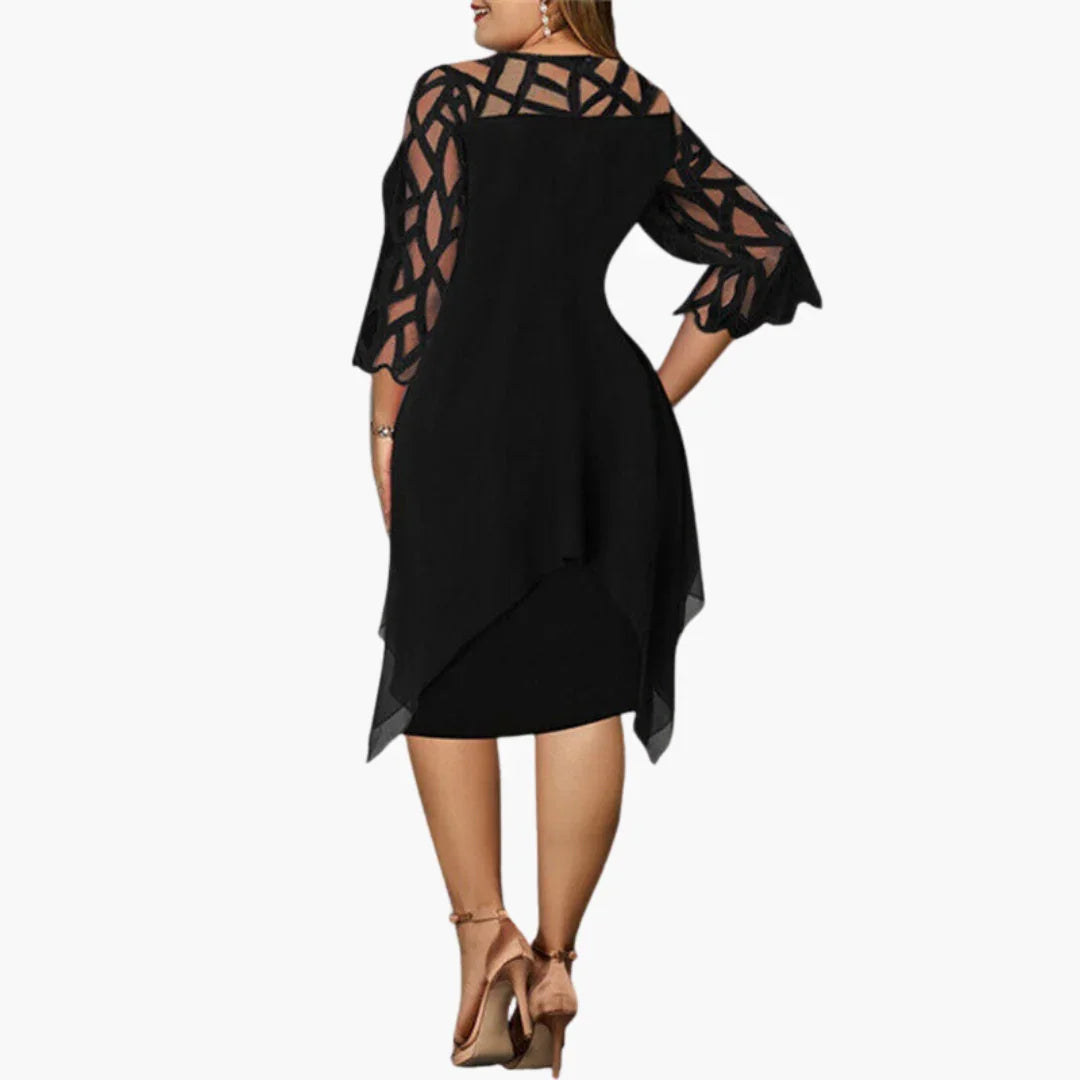 Light Women's Evening Dress - Midi Dress with Cut-Out Sleeves