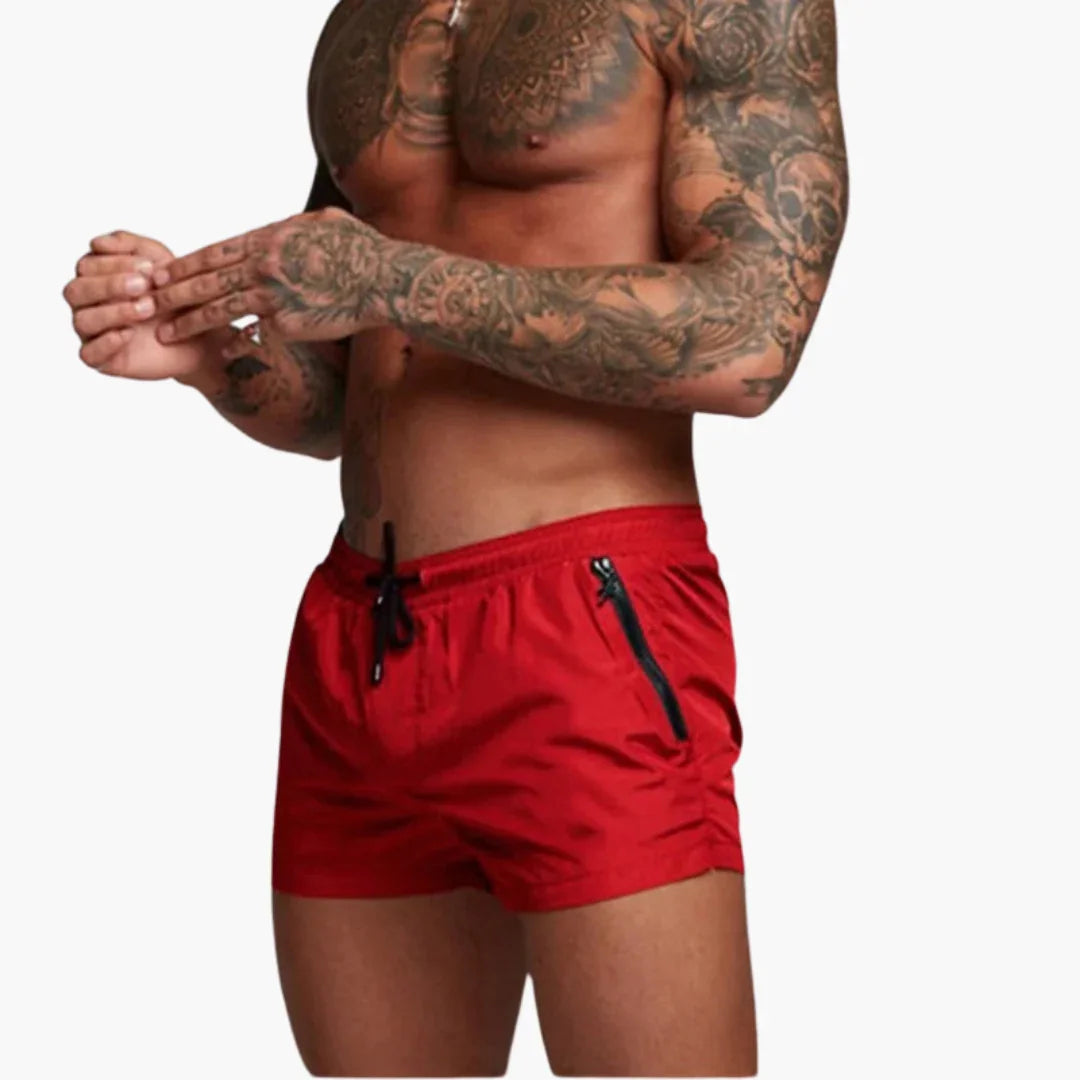 Men's Quick-Dry Shorts with Elastic Waistband and Zipper