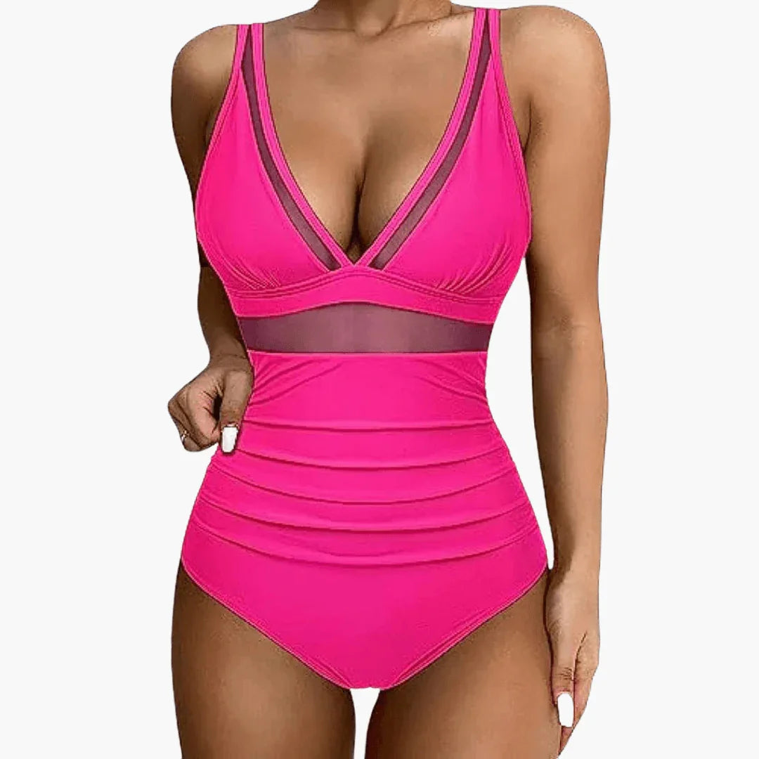 Women's Mesh Swimsuit  Sexy High Waist One-Piece