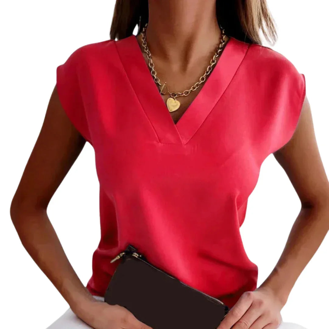 Comfortable Summer Blouse for Women - Lightweight V-Neck Blouse