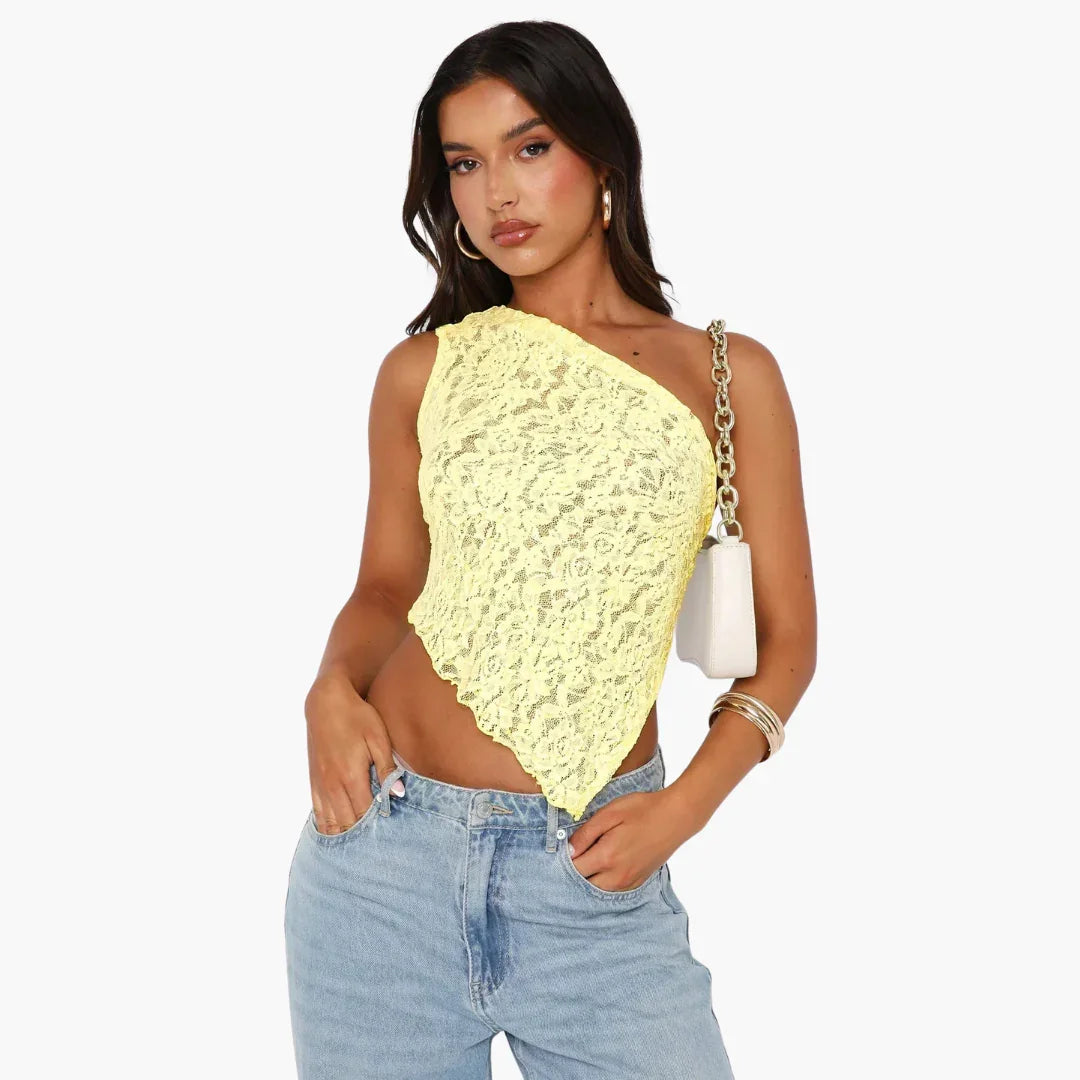 Lace One Shoulder Top for Women  Asymmetrical Trend Look