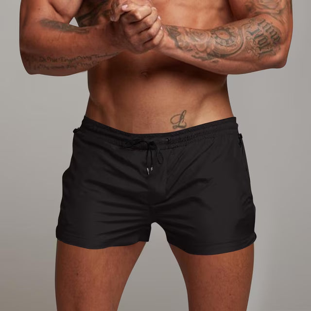Men's Swim Shorts with Drawstring and Zip Side Pockets