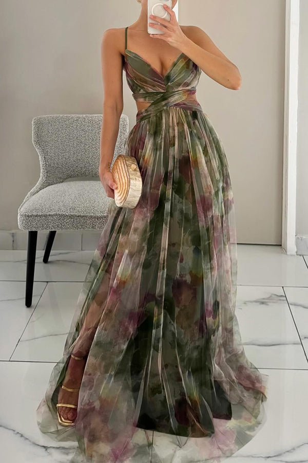 Women's Wedding Guest Maxi Dress | Floral Pleated