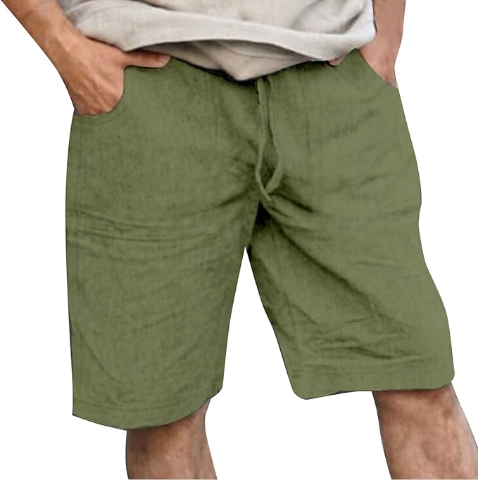 Men's Linen Shorts with Drawstring for Summer