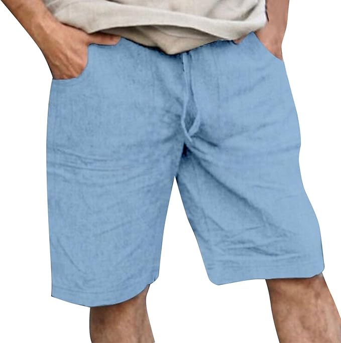 Men's Linen Shorts with Drawstring for Summer