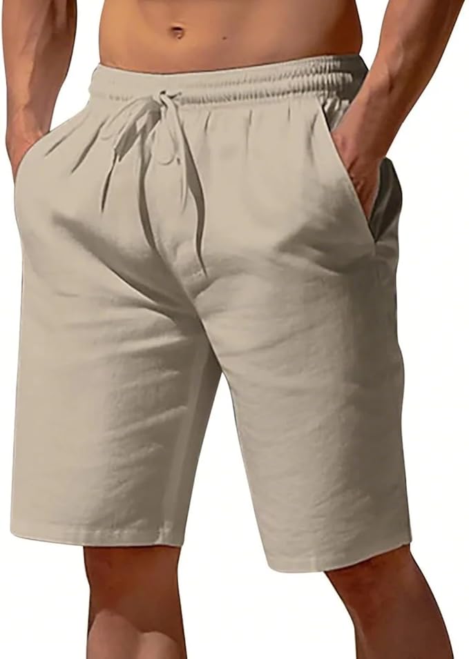 Men's Linen Shorts with Drawstring for Summer