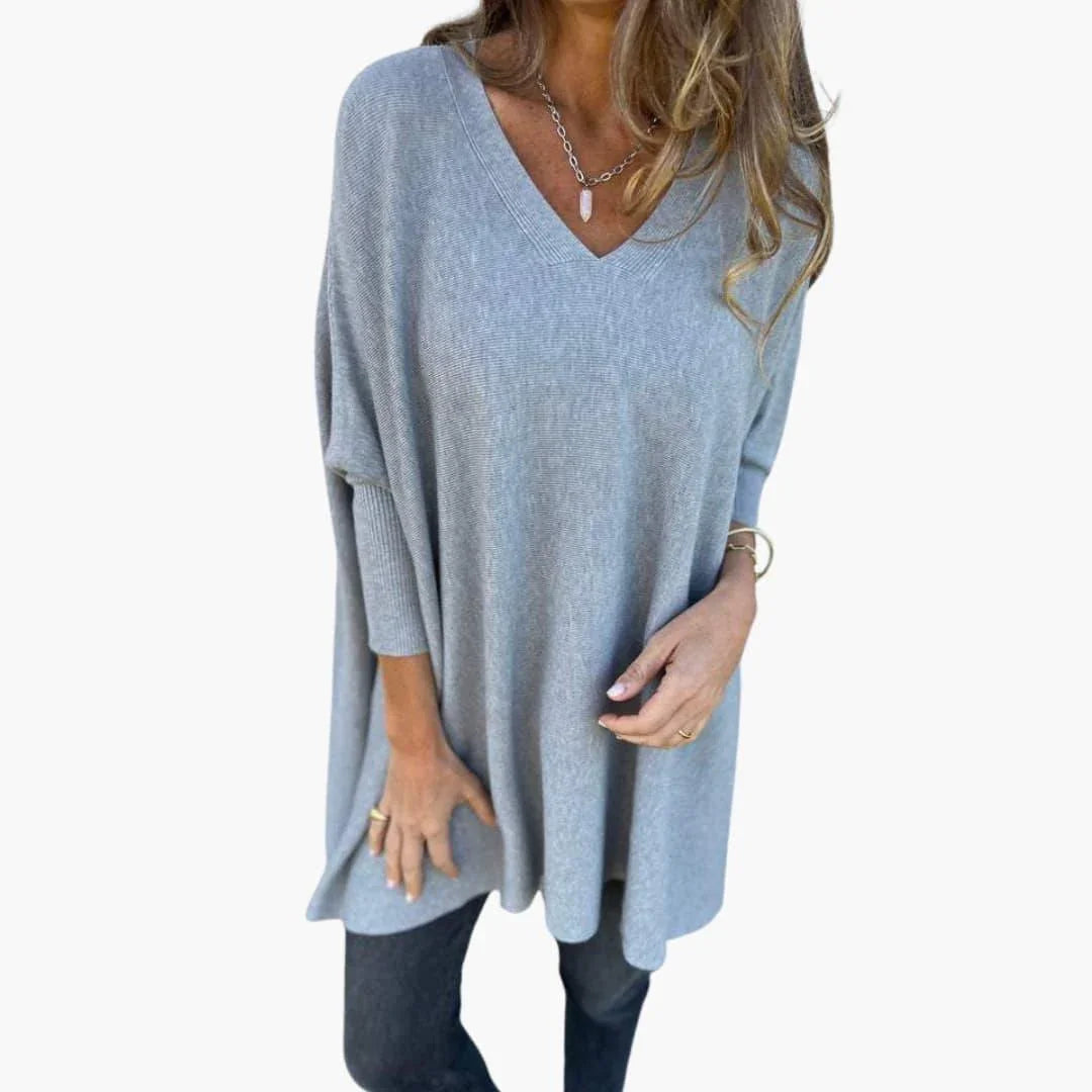 Modern, loose-fitting V-neck sweater for women