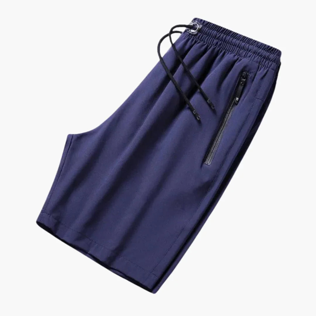 Men's Summer Shorts with Zipper Pockets and Drawstring Waist