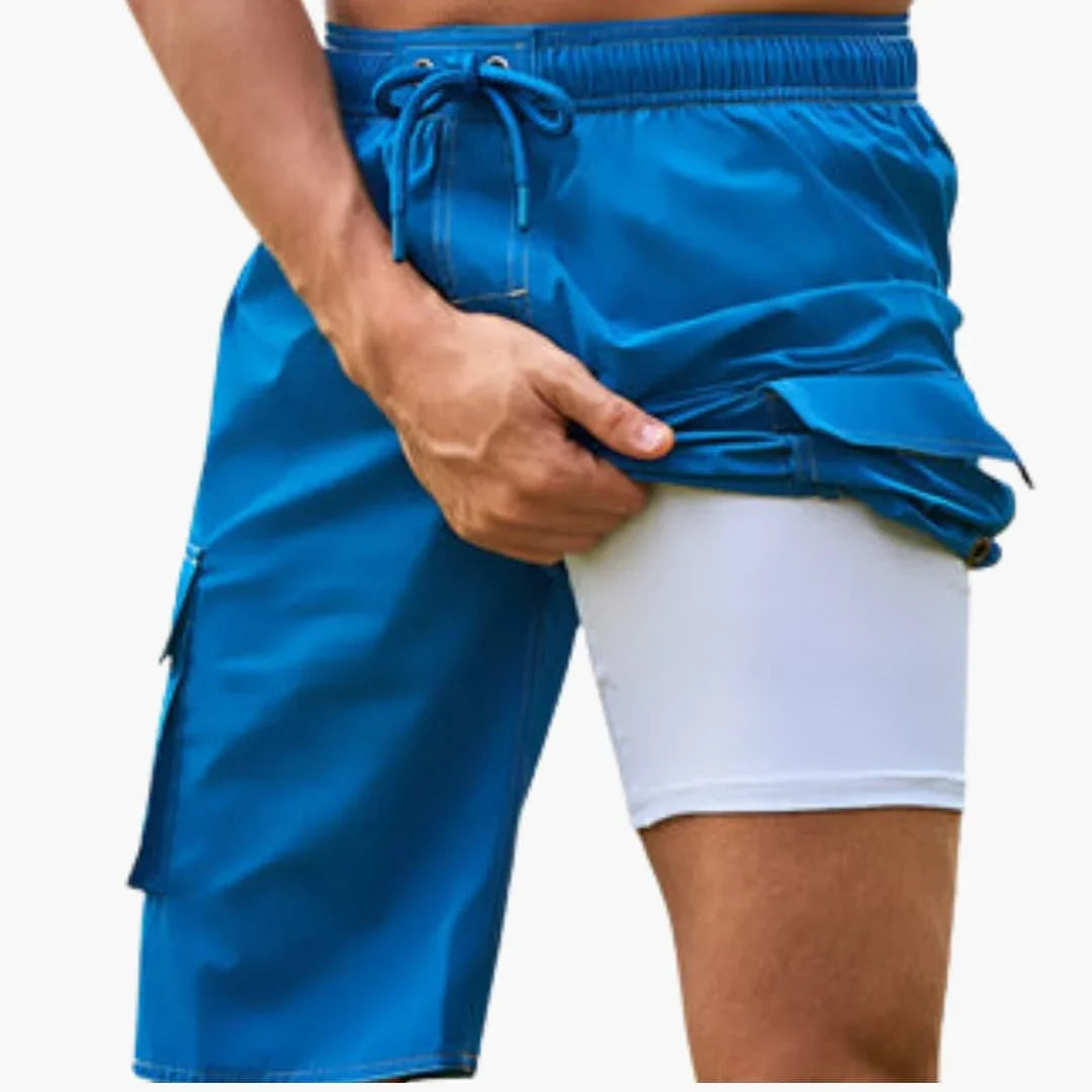 Men's Swim Shorts with Stretch Fabric and Side Pocket