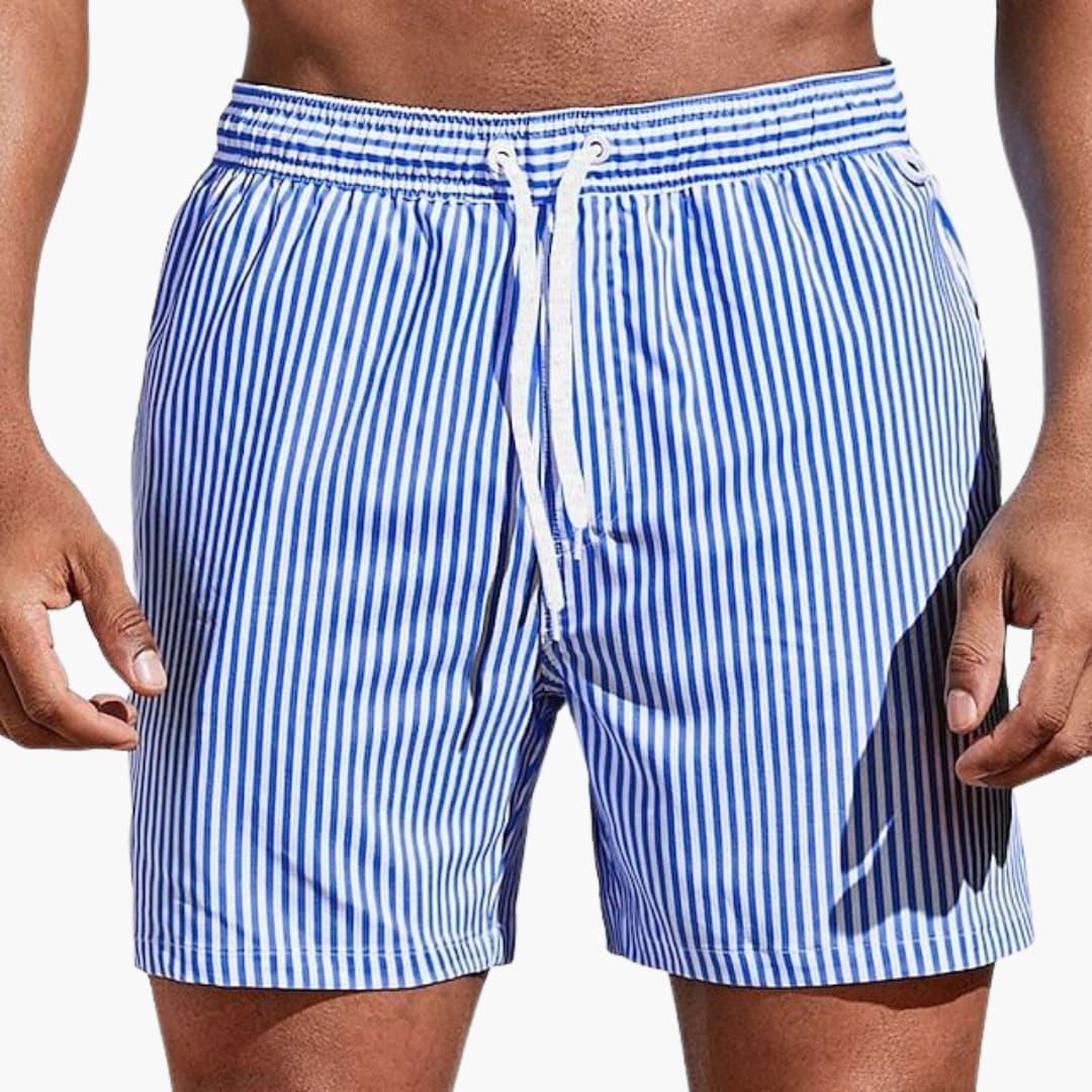 Bavane | Men's Board Shorts with Stripes and Elastic Waistband