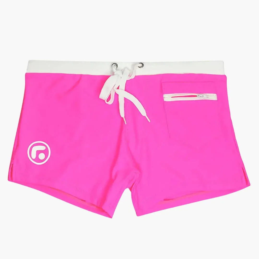 Men's Swim Shorts with Zipper Pockets and Drawstring Waist