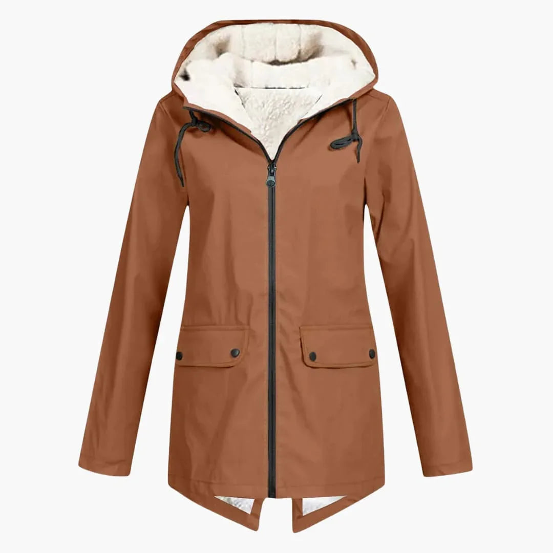 Water-repellent Trench Coat with Hood for Women
