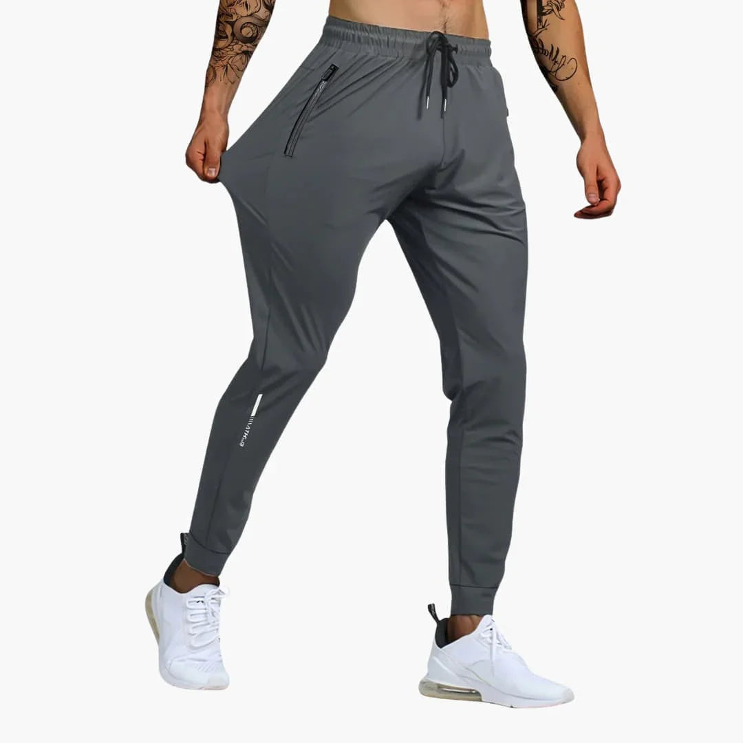 Men's Training Pants with Elastic Waistband and Zipper Pockets