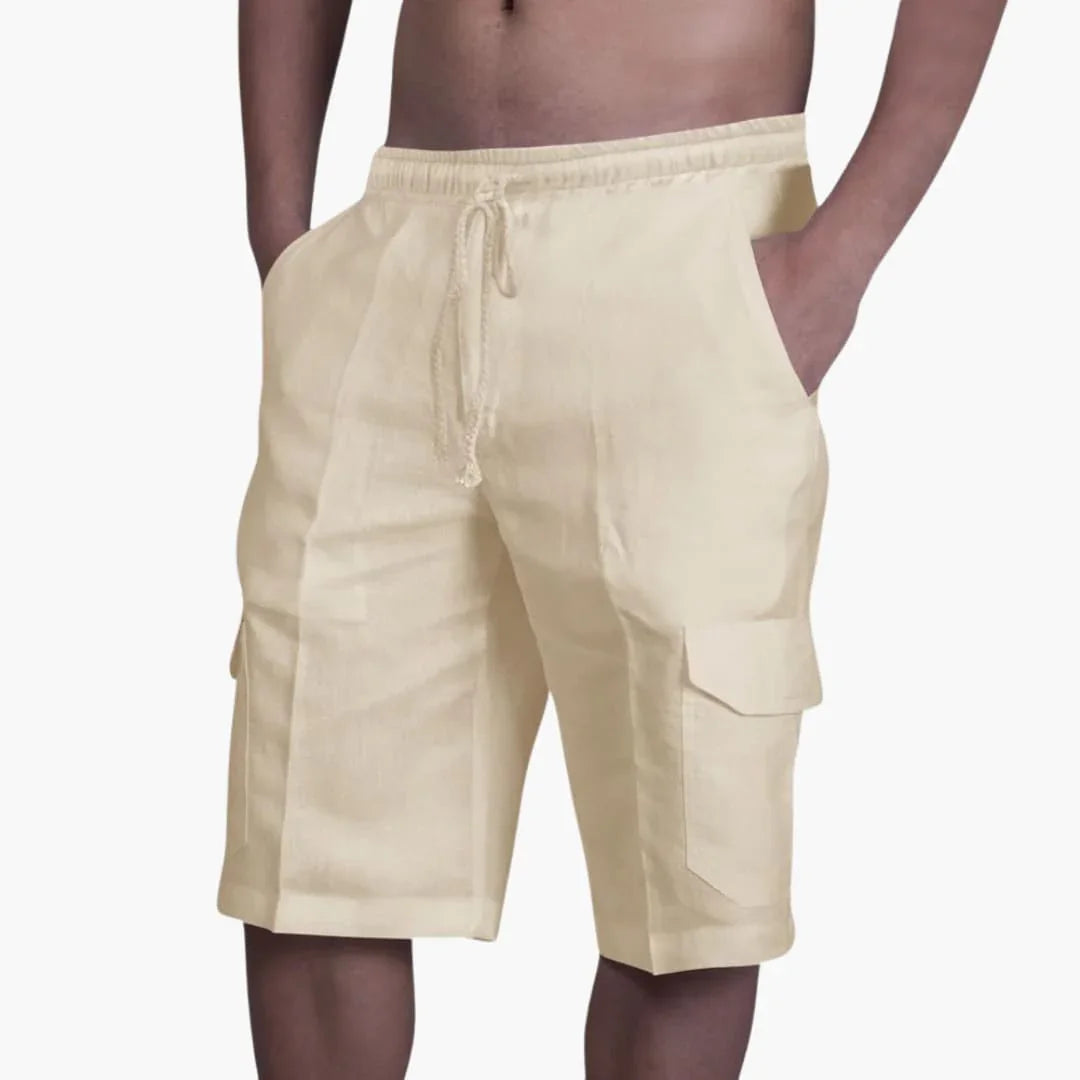 Men's Cargo Shorts with Drawstring and Pockets for Summer