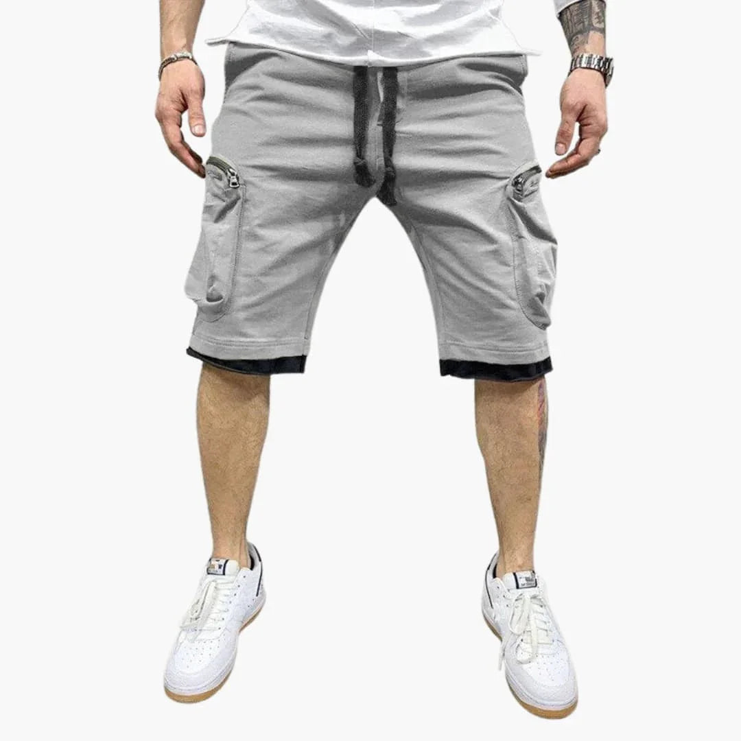 Men's Summer Cargo Shorts with Zipper Pockets and Drawstring