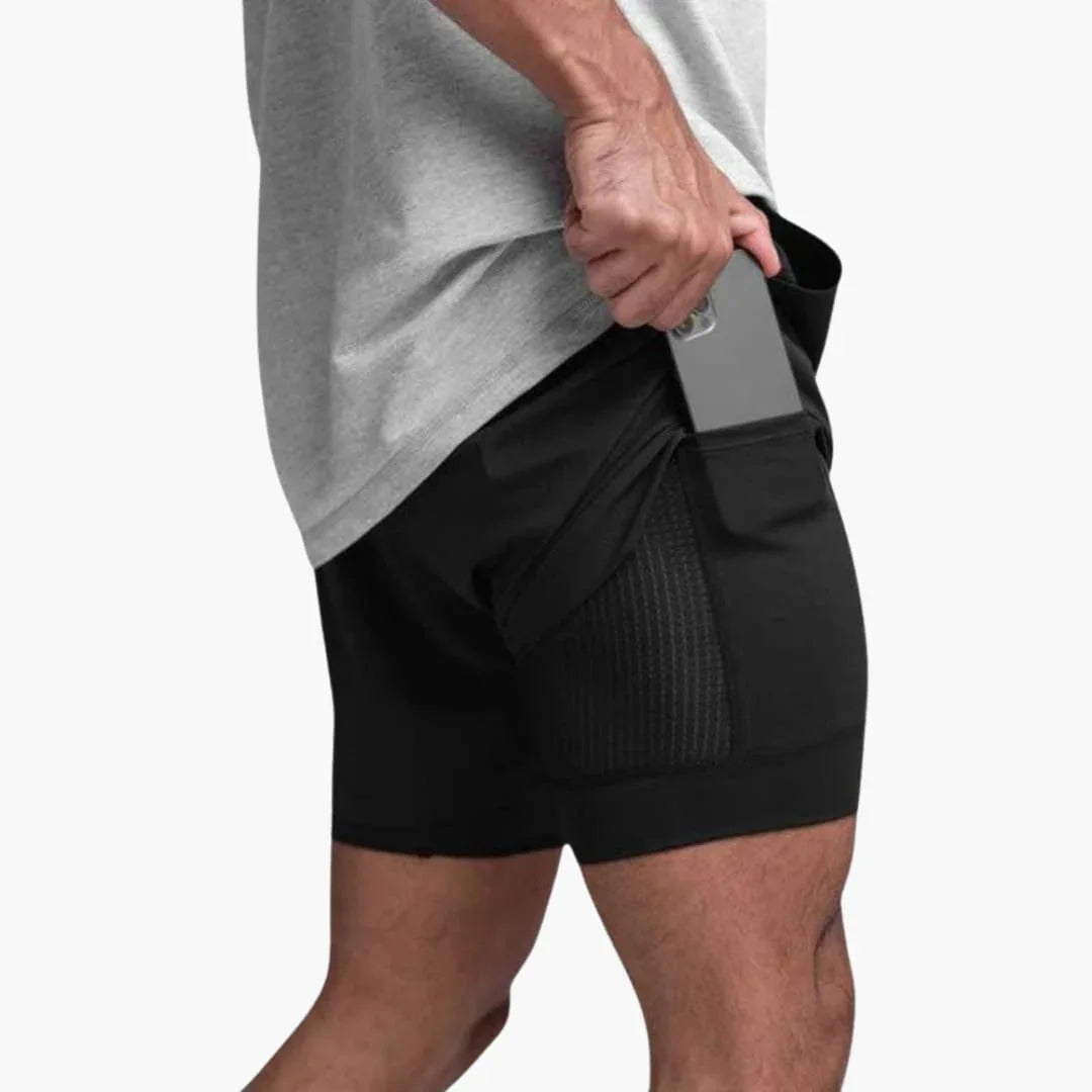 Men's Fitness Shorts with Inner Shorts for Summer Training