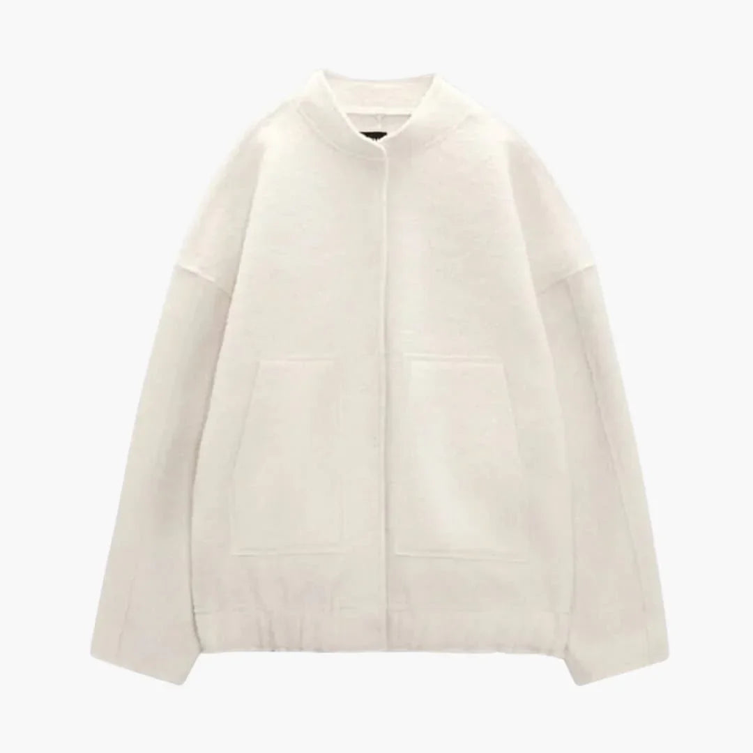 Bavane | Women's Oversized Jacket with Open Front Design and Patch Pockets